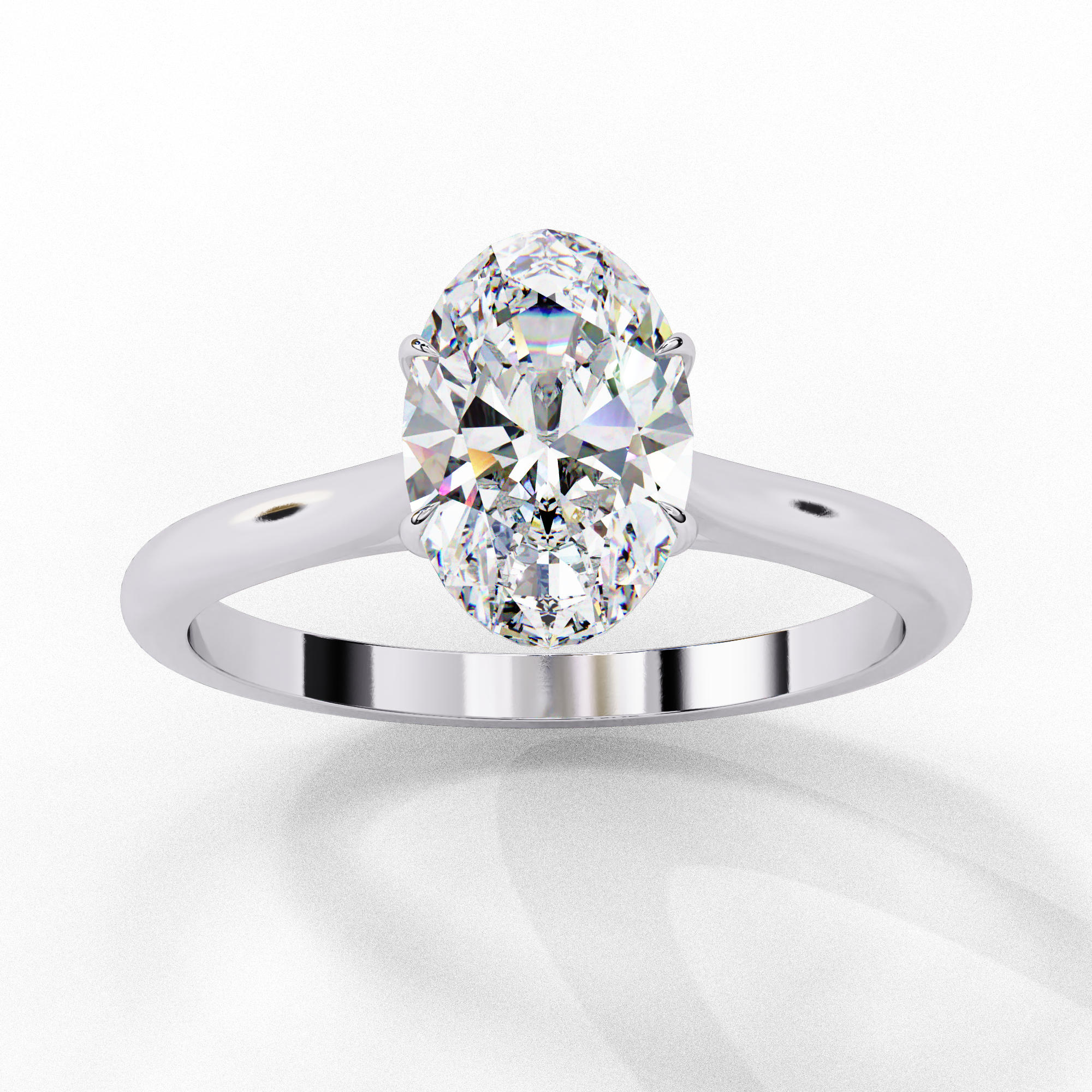 Gold Oval Cut Diamond Solitaire Ring