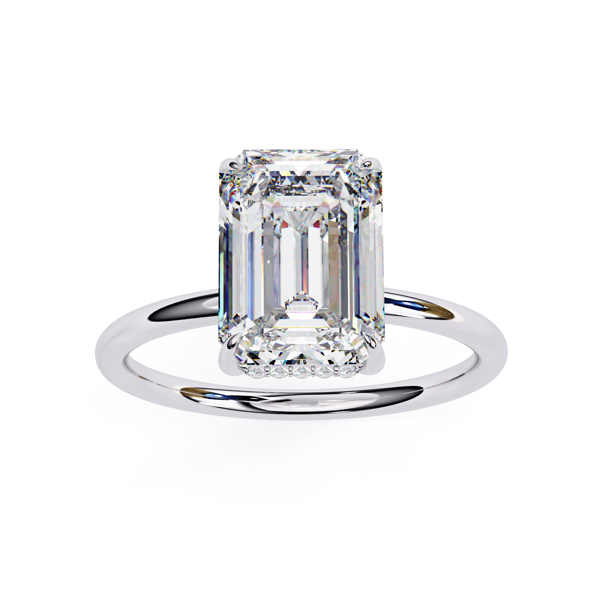 Two-Tone Emerald Cut Diamond Solitaire Ring