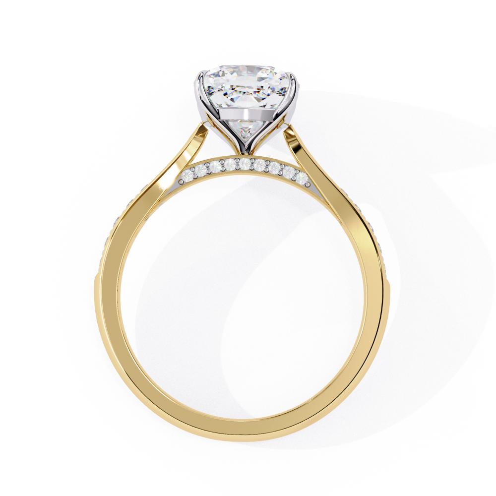 Cushion Cut Diamond Pavé Engagement Ring in Gold