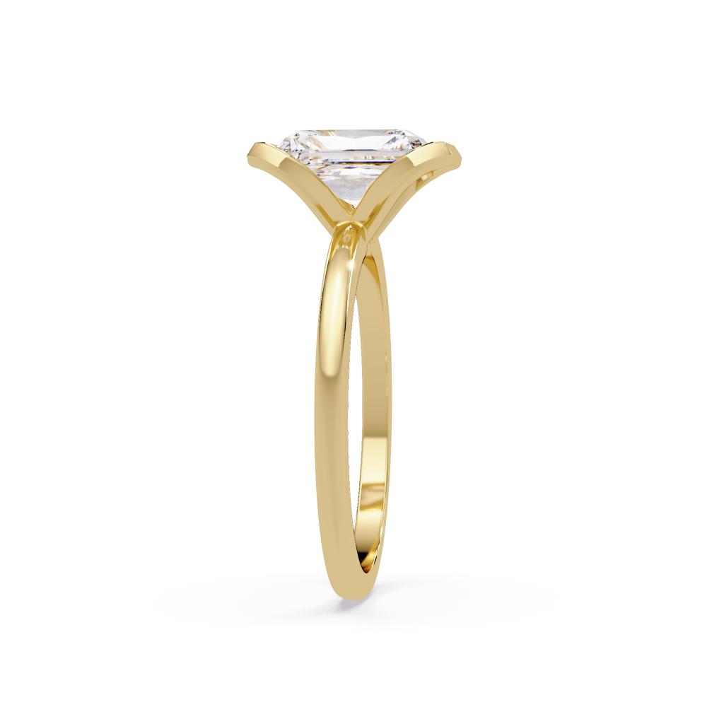 Radiant Diamond Half-Bezel Solitaire Ring in Gold