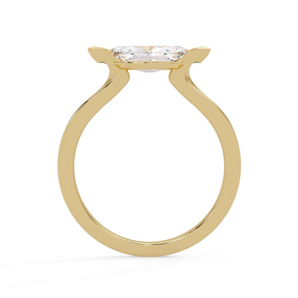 Marquise Diamond Half-Bezel Solitaire Ring in Gold