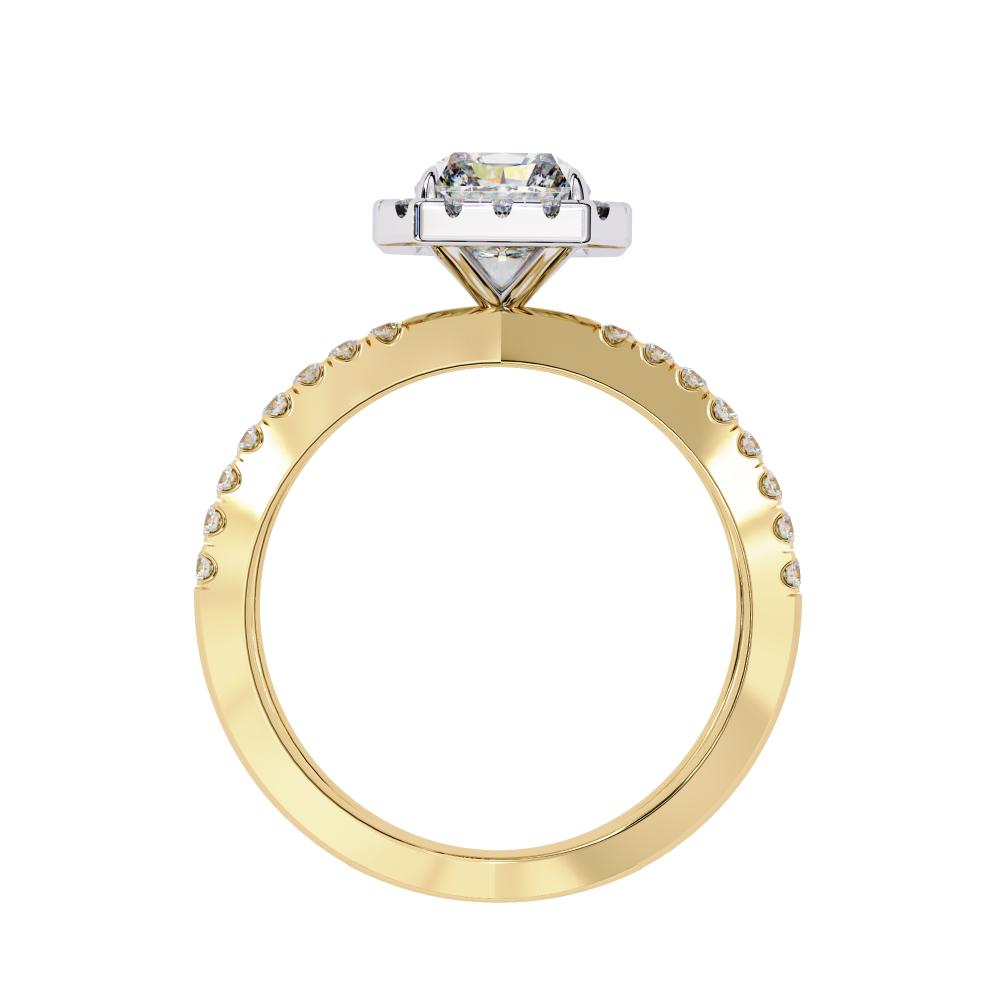 The Radiant Halo Crossover Engagement Ring in Gold