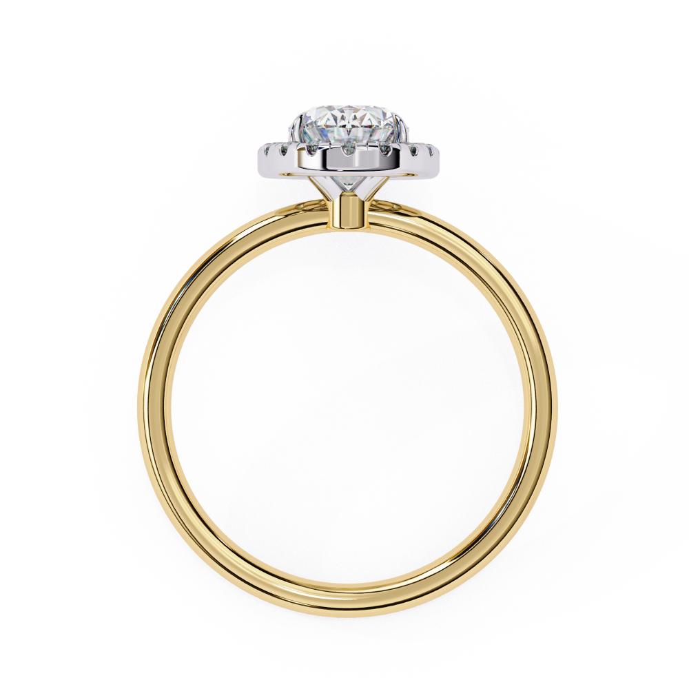 Oval-Cut Diamond with Round Brilliant Halo Ring in Gold