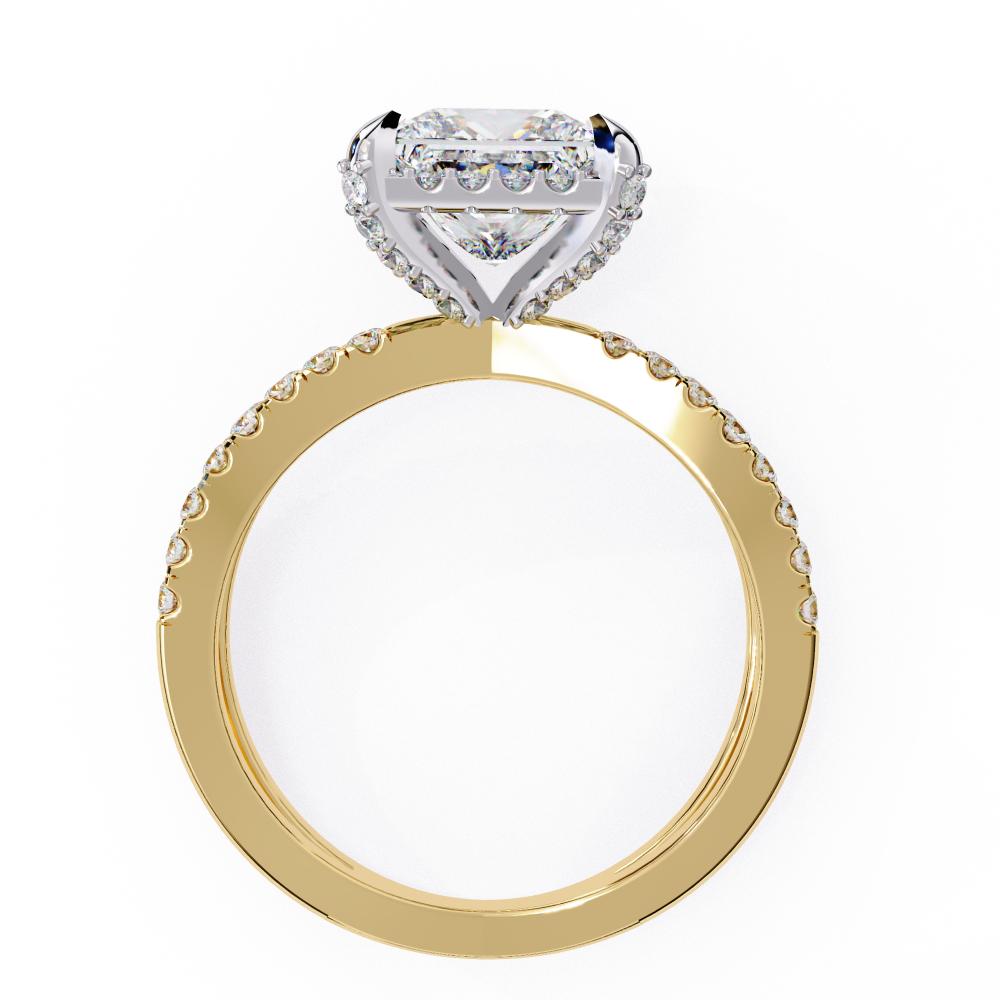 The Princess Halo Crossover Engagement Ring in Gold
