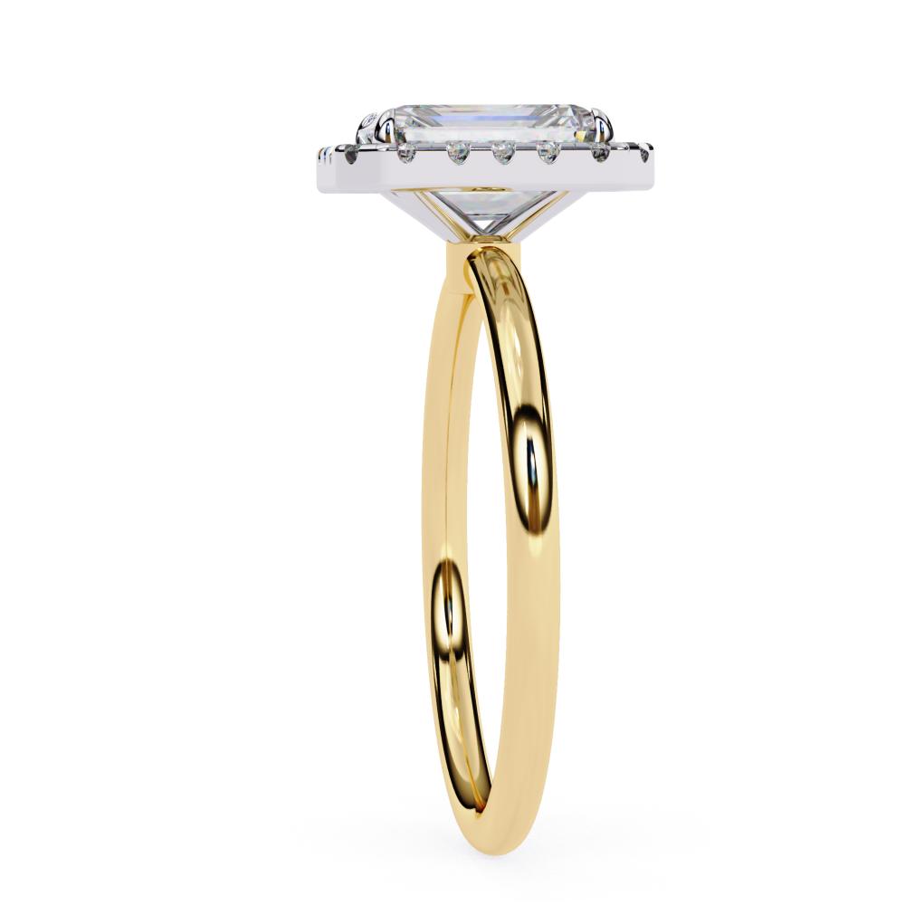 Radiant-Cut Diamond with Round Brilliant Halo Ring in Gold