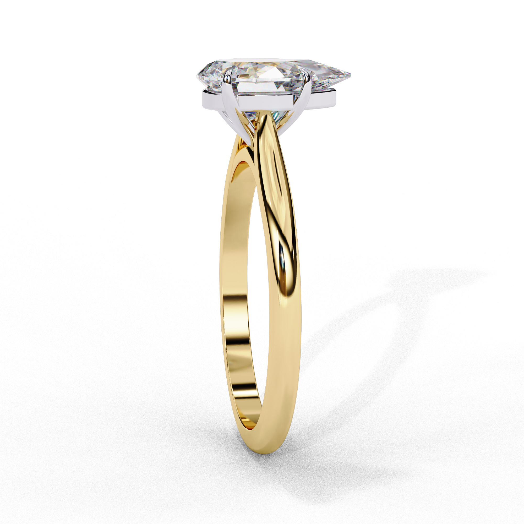 Gold Pear Cut Diamond Solitaire Ring