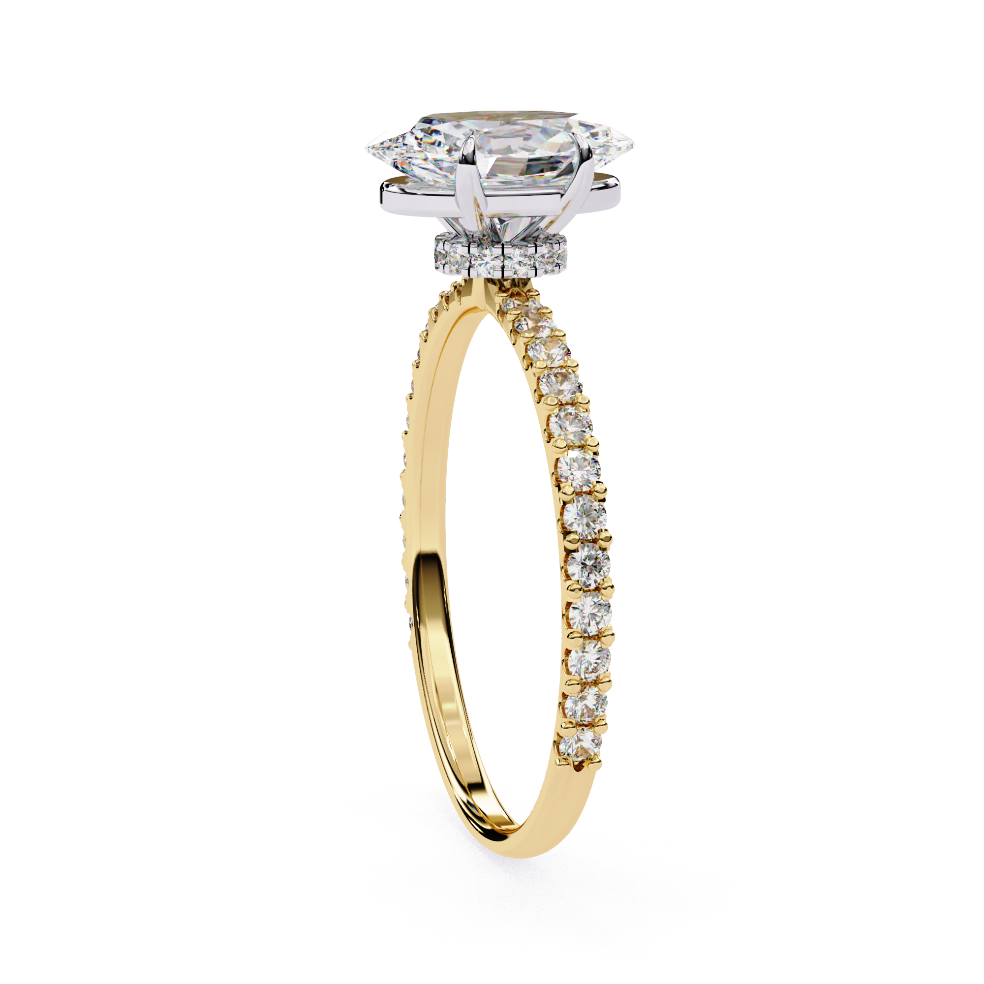 Exquisite Oval-Cut Diamond Engagement Ring with Pave Ring in Gold