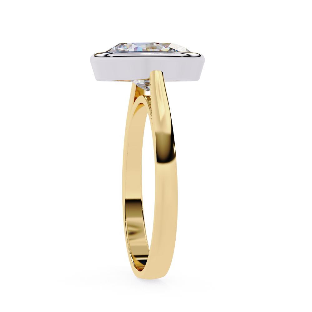 Bezel Floating Oval Solitaire Engagement Ring in Gold