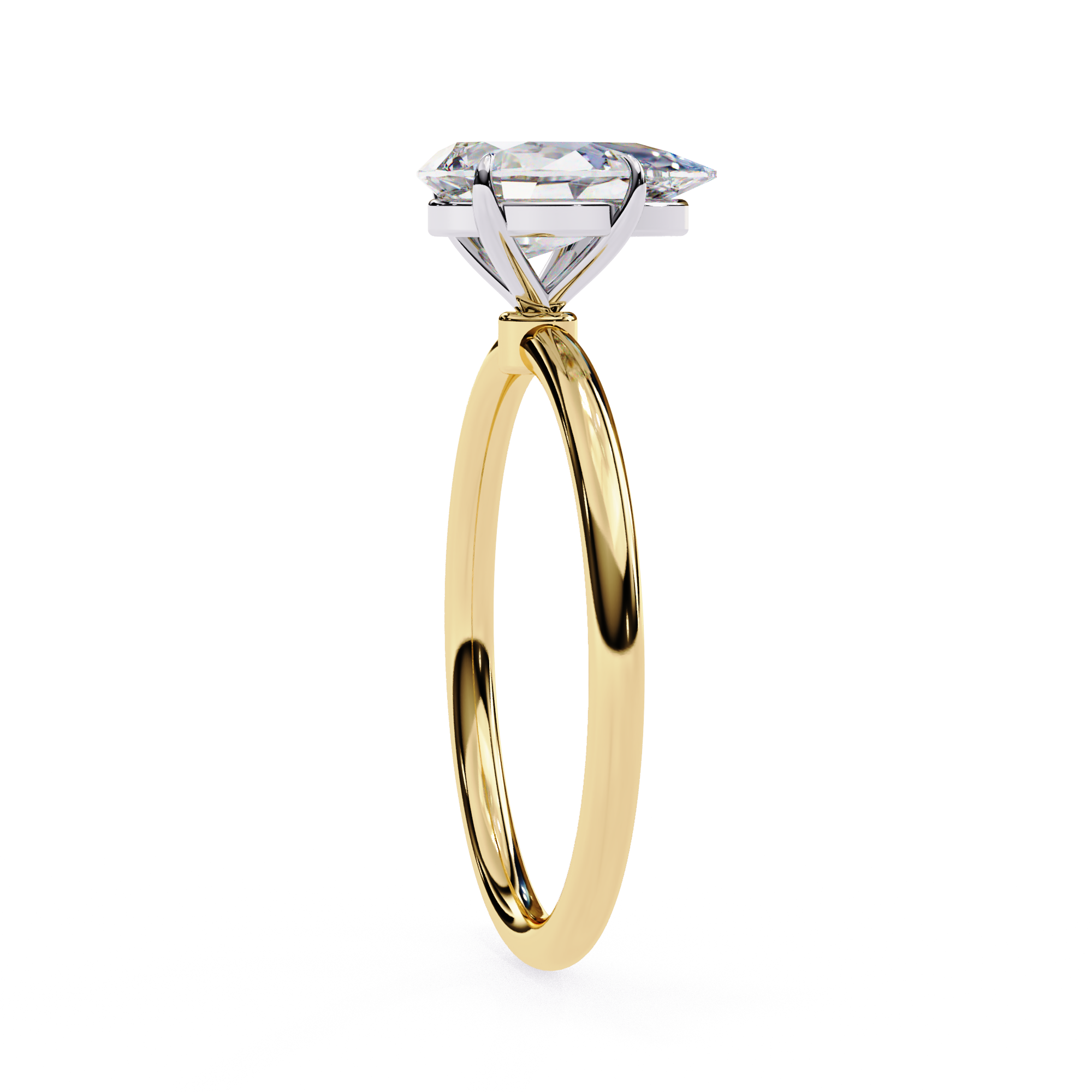 Exquisite Pear-Shaped Diamond Solitaire Ring in Gold