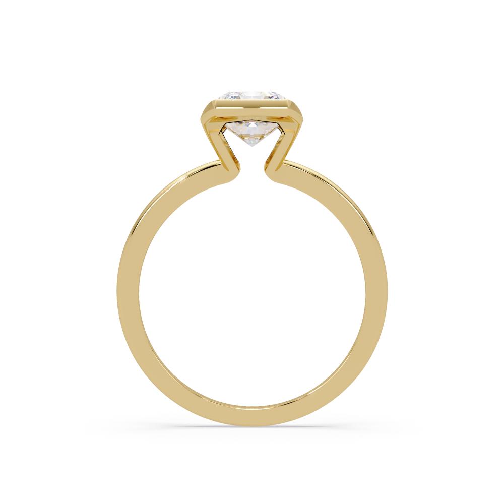 Radiant Diamond Half-Bezel Solitaire Ring in Gold