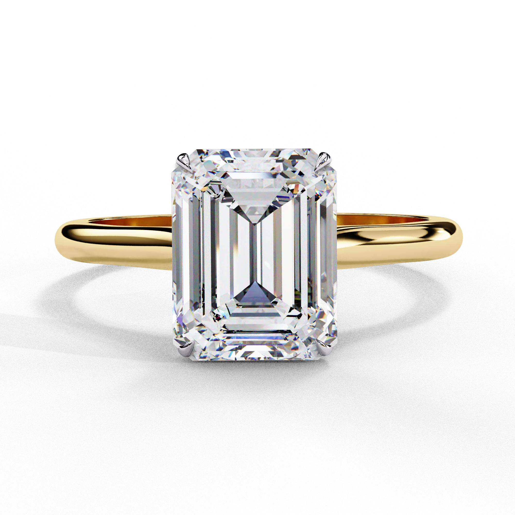 Gold Emerald Cut Diamond Solitaire Ring