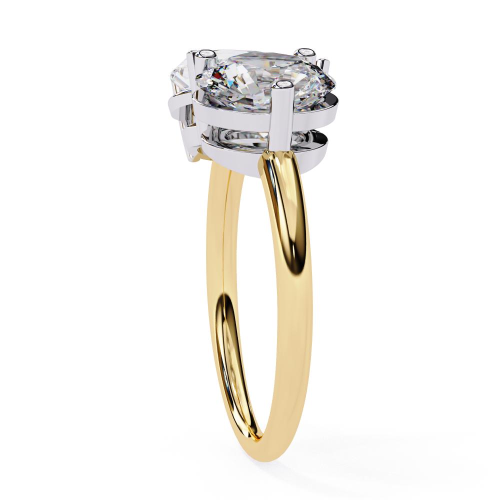 Pear and Round Cut Two-Stone Diamond Ring in Gold
