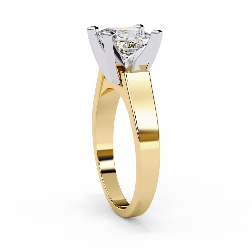 Tapered Band Princess Solitaire Engagement Ring in Gold