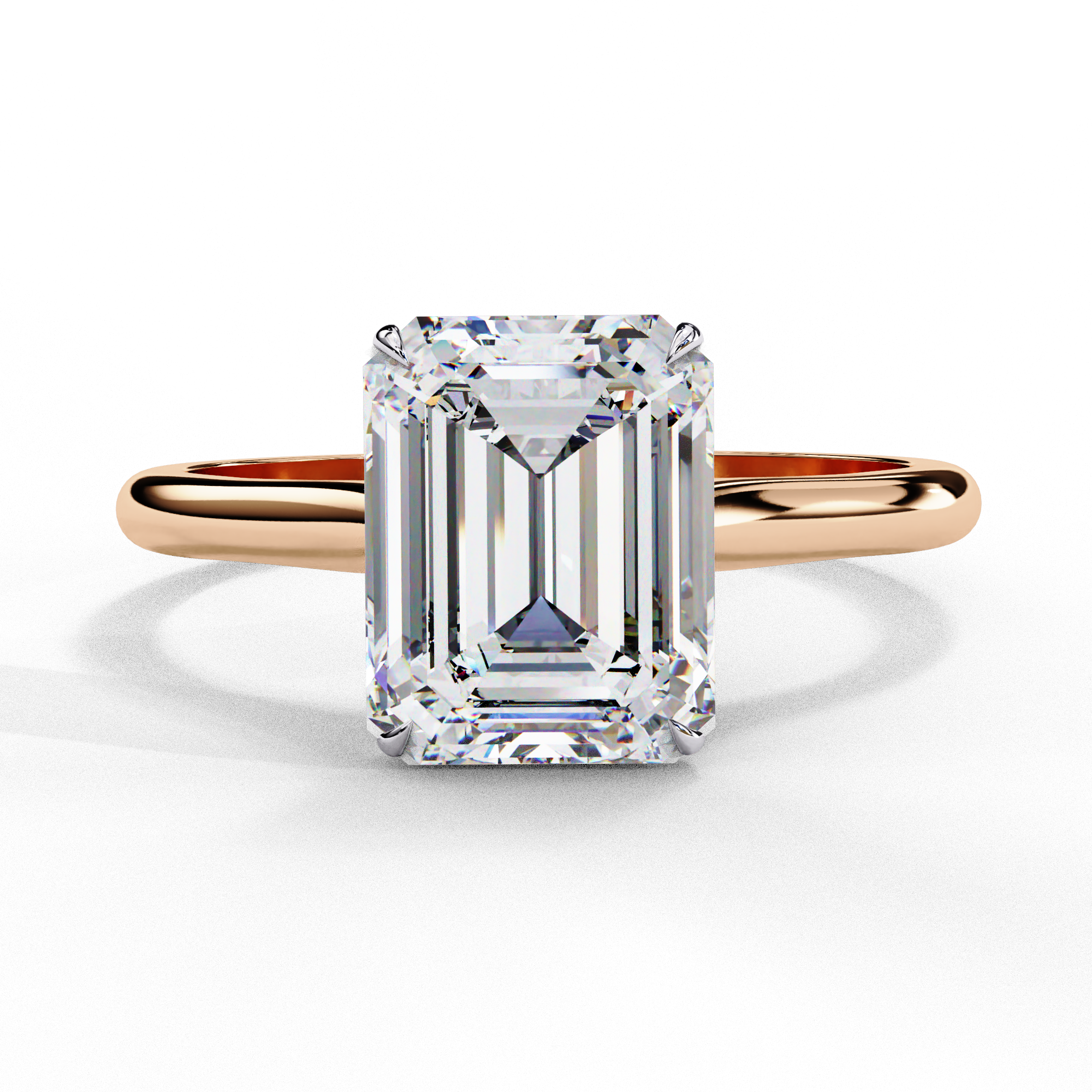 Gold Emerald Cut Diamond Solitaire Ring