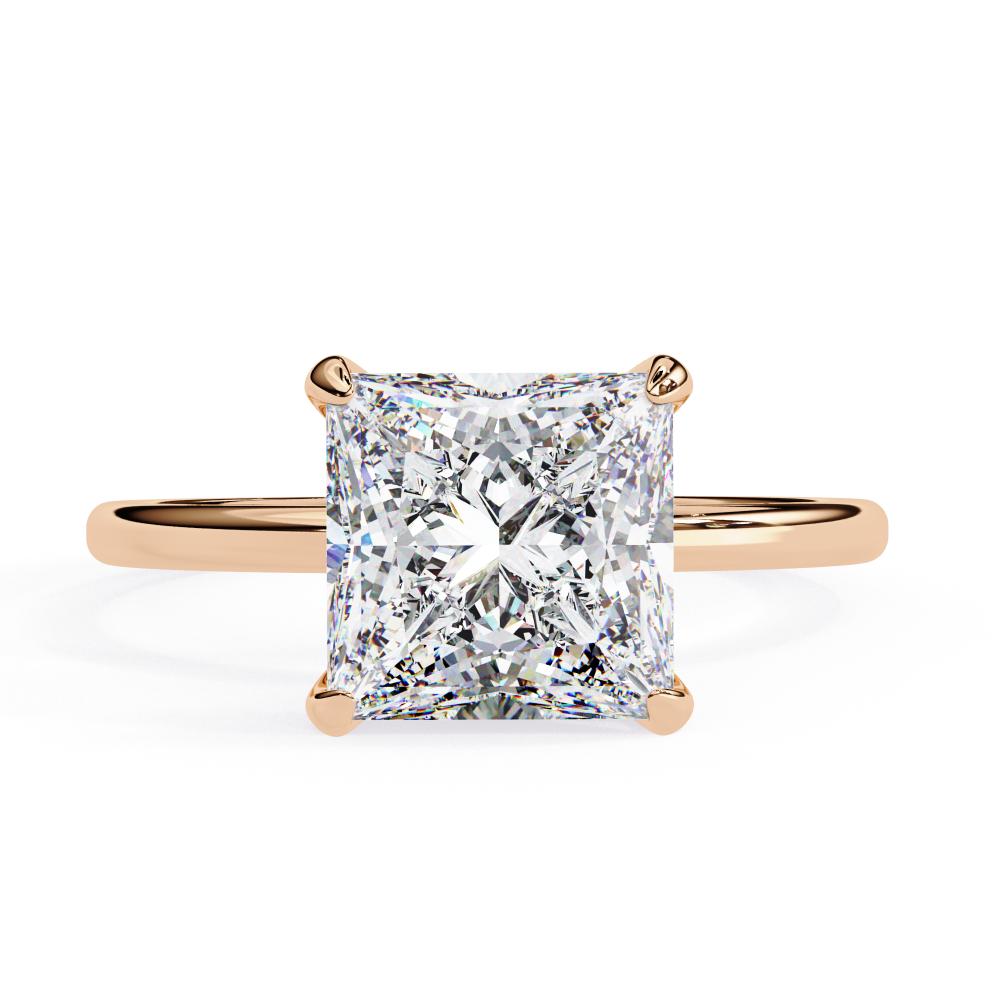 Princess Cut Diamond Solitaire Engagement Ring in Gold