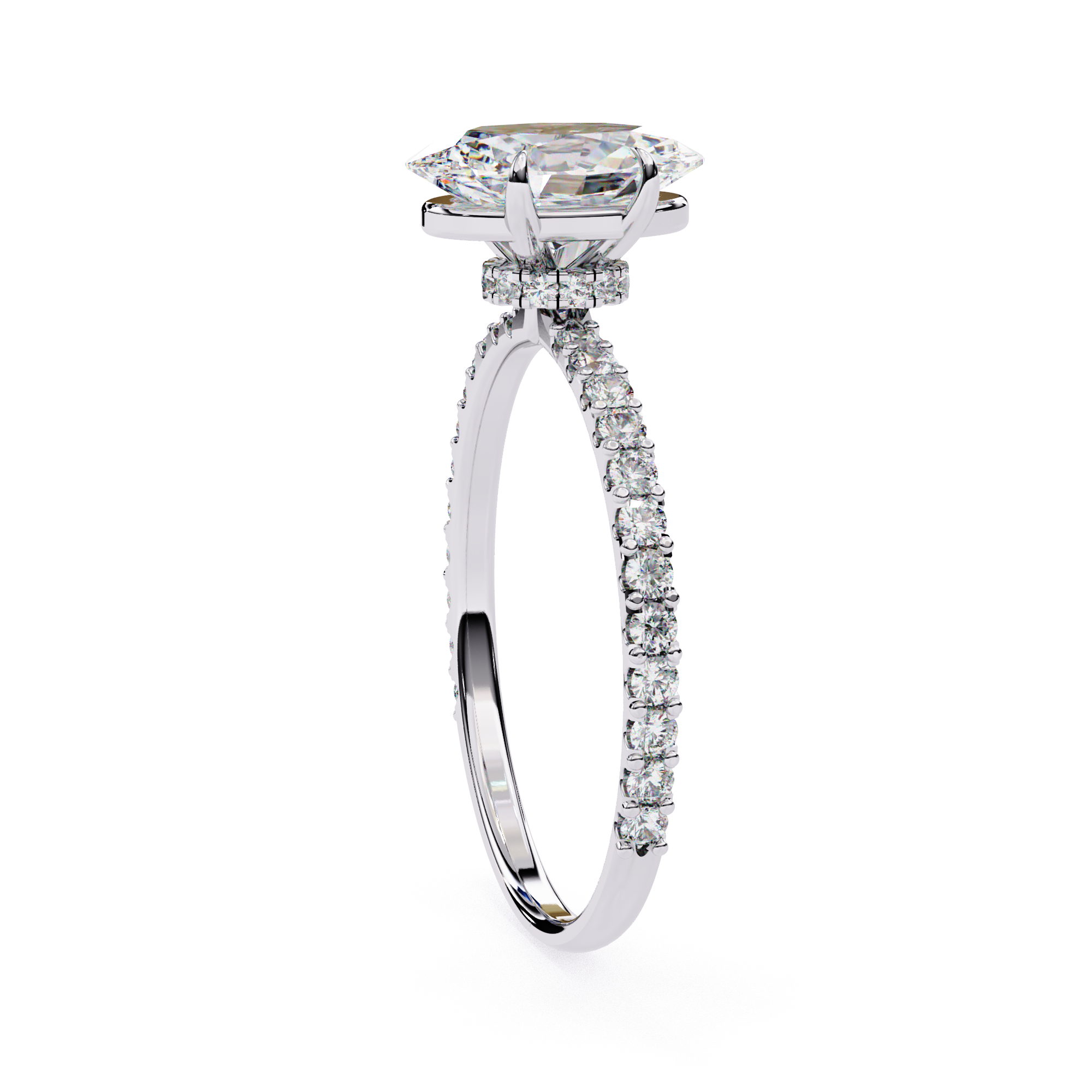 Exquisite Oval-Cut Diamond Engagement Ring with Pave Ring in Gold