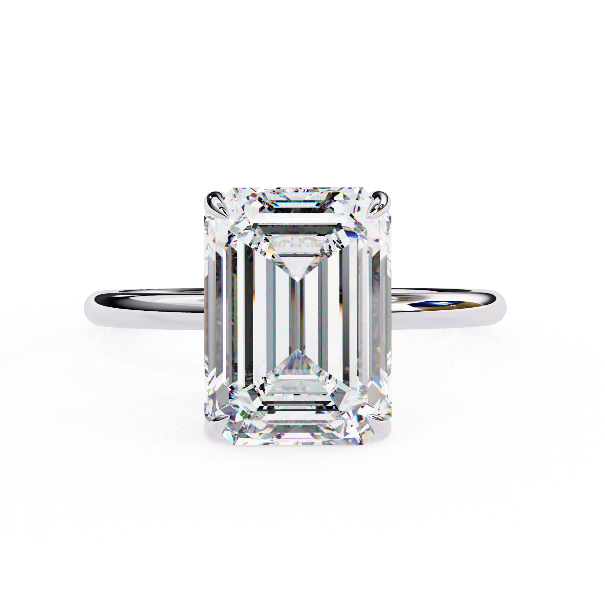 Two-Tone Emerald Cut Diamond Solitaire Ring