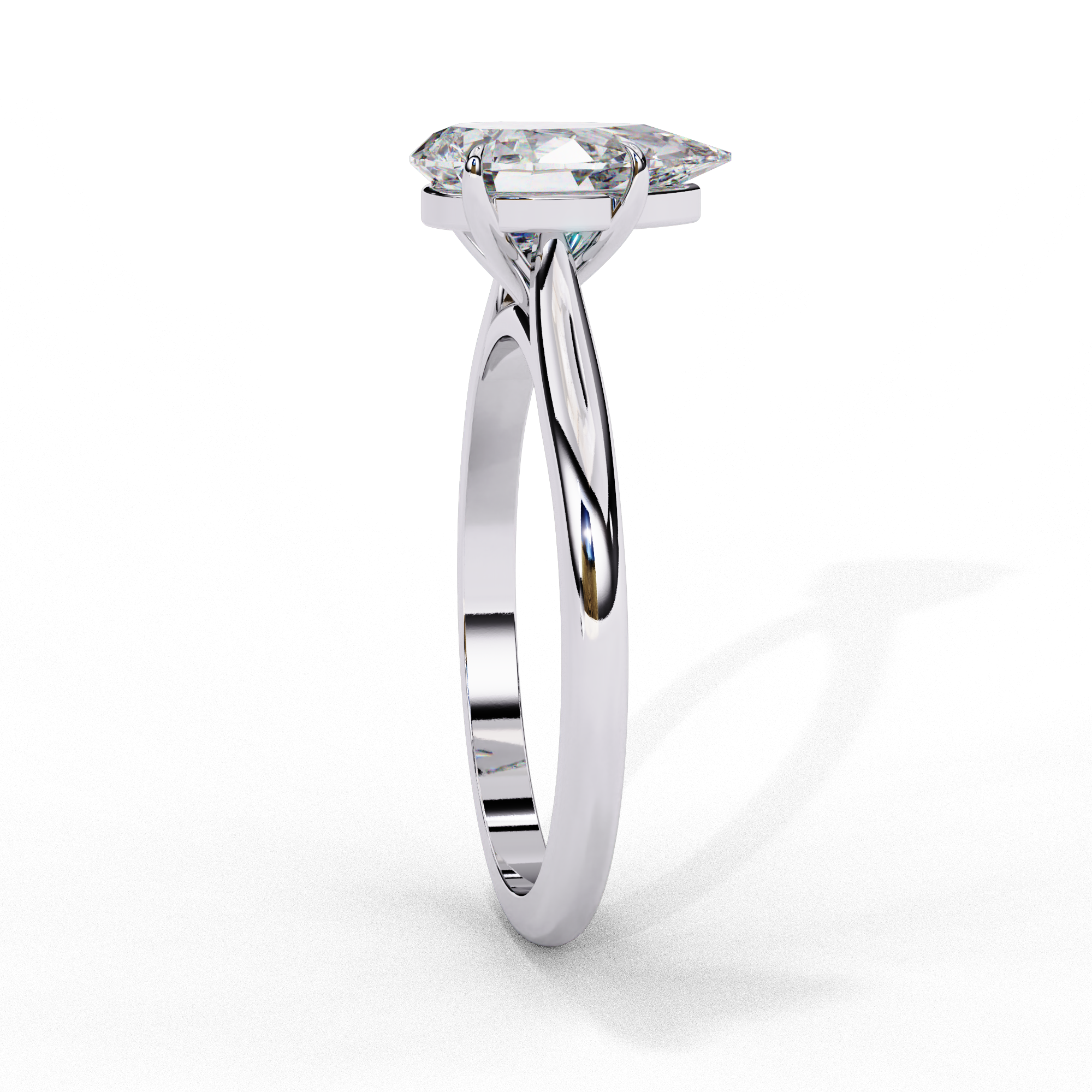 Gold Pear Cut Diamond Solitaire Ring
