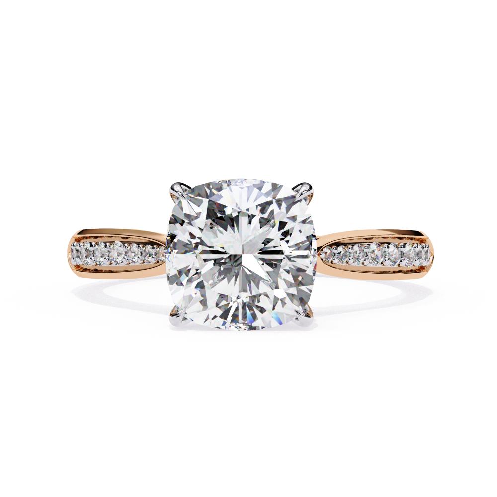 Cushion Cut Diamond Pavé Engagement Ring in Gold