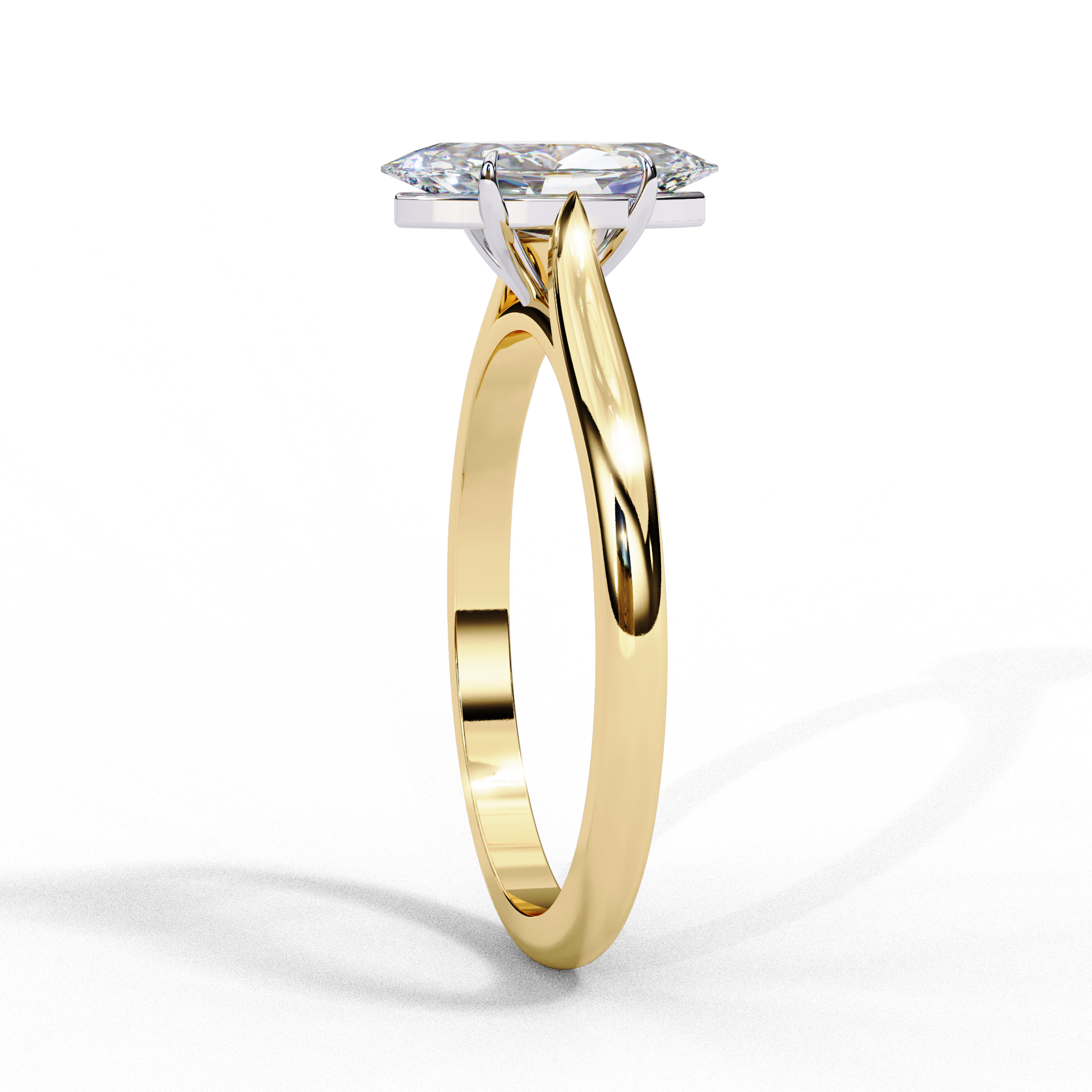 Gold Marquise Cut Diamond Solitaire Ring