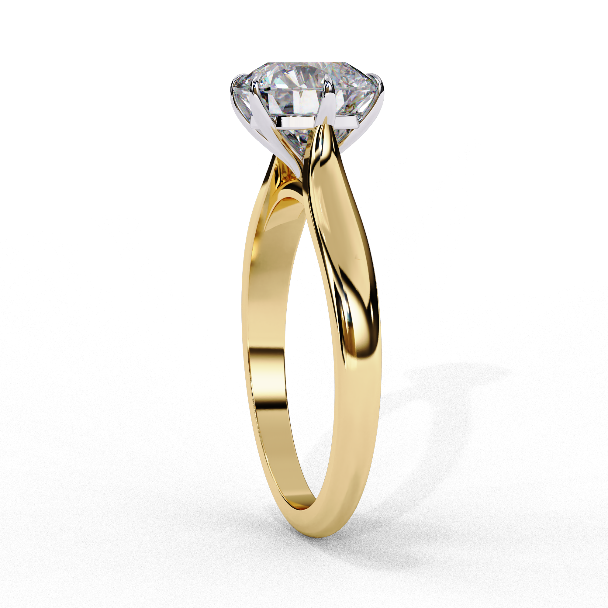 Gold Round Cut Diamond Solitaire Ring