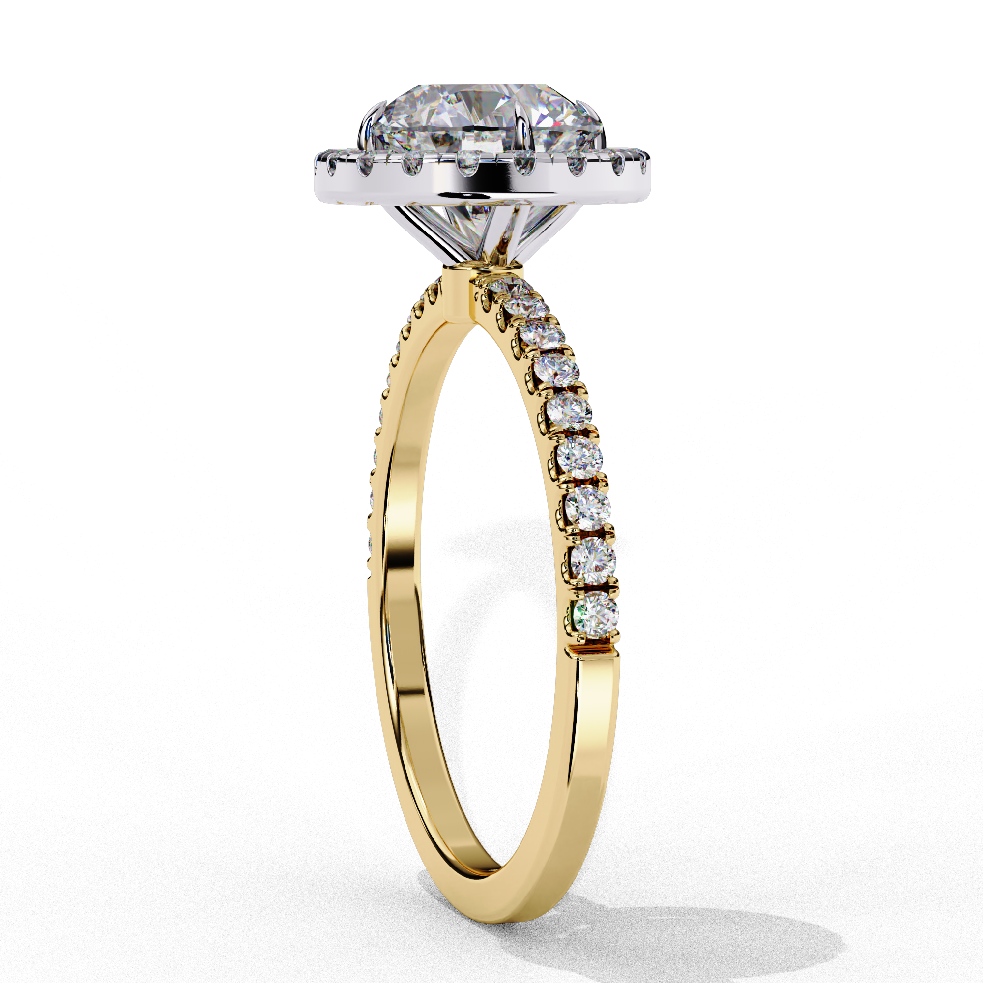Gold Round Cut Diamond Halo Ring