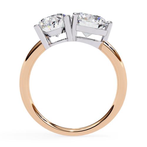 Oval and Round Cut Two-Stone Diamond Ring in Gold