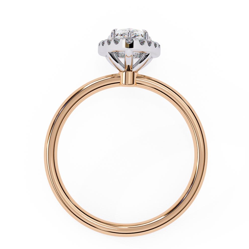 Pear-Cut Diamond with Round Brilliant Halo Ring in Gold