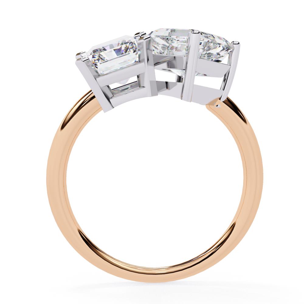 Radiant & Asscher Diamond Toi Et Moi Ring in Gold