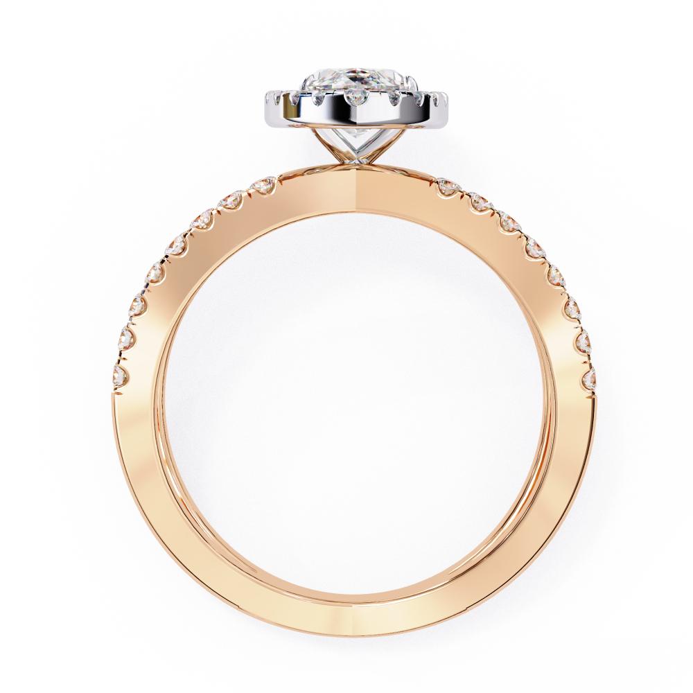 The Marquise Halo Crossover Engagement Ring in Gold