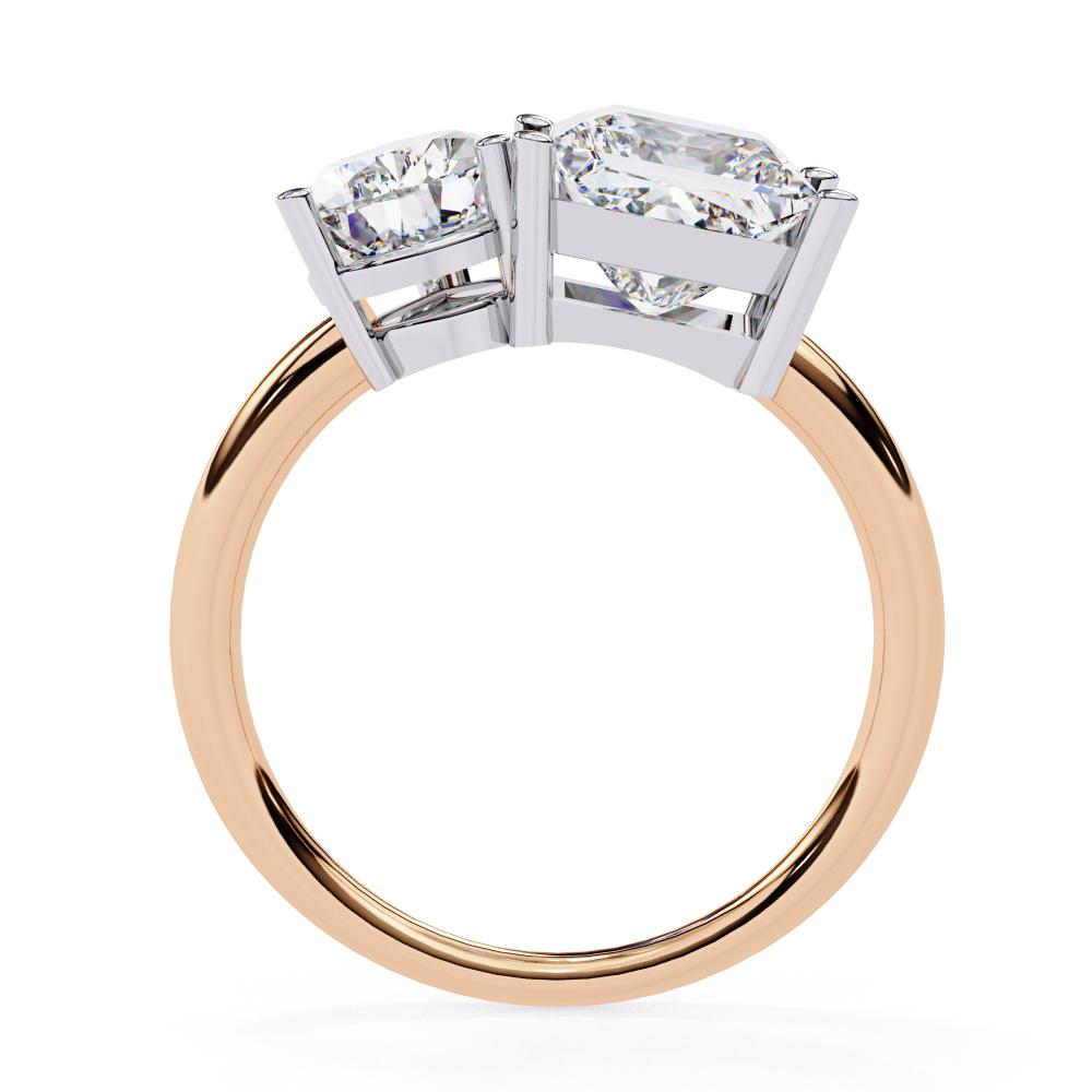 Pear and Princess Cut Two-Stone Diamond Ring in Gold