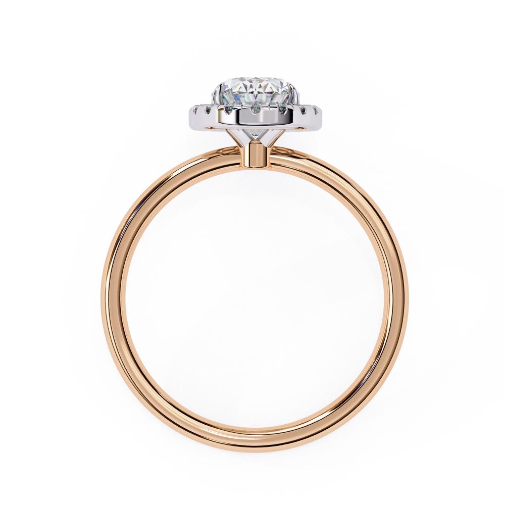 Oval-Cut Diamond with Round Brilliant Halo Ring in Gold