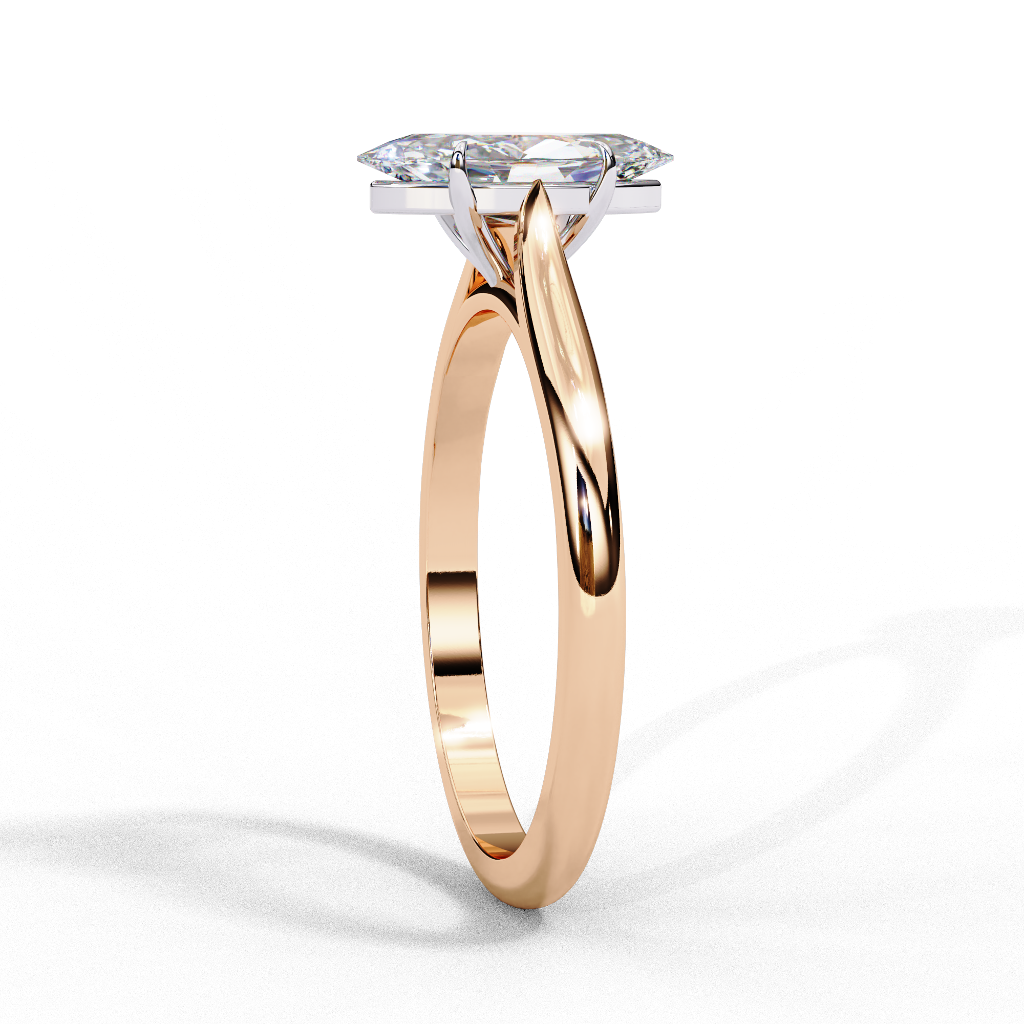 Gold Marquise Cut Diamond Solitaire Ring