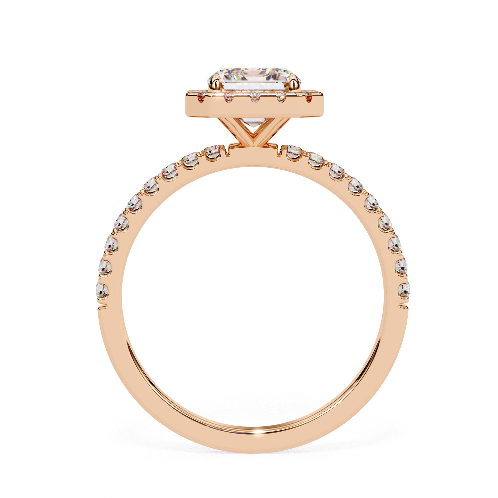 Gold Emerald Cut Diamond Halo Ring