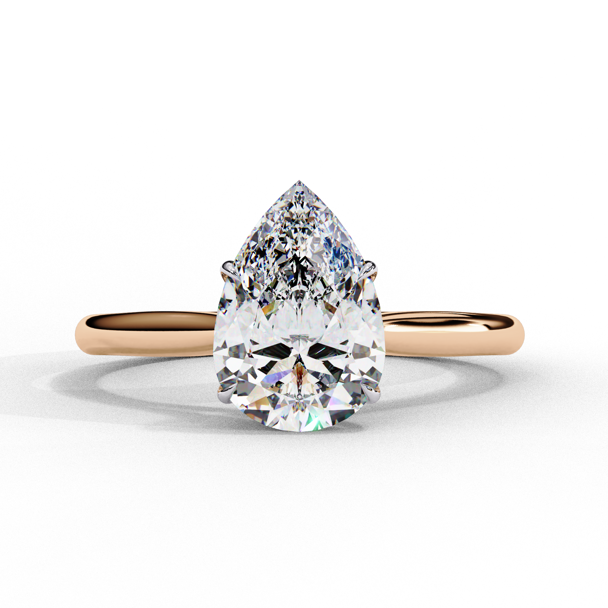 Gold Pear Cut Diamond Solitaire Ring