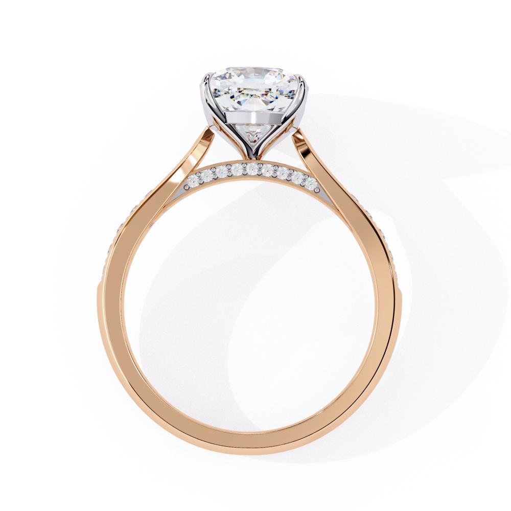 Cushion Cut Diamond Pavé Engagement Ring in Gold