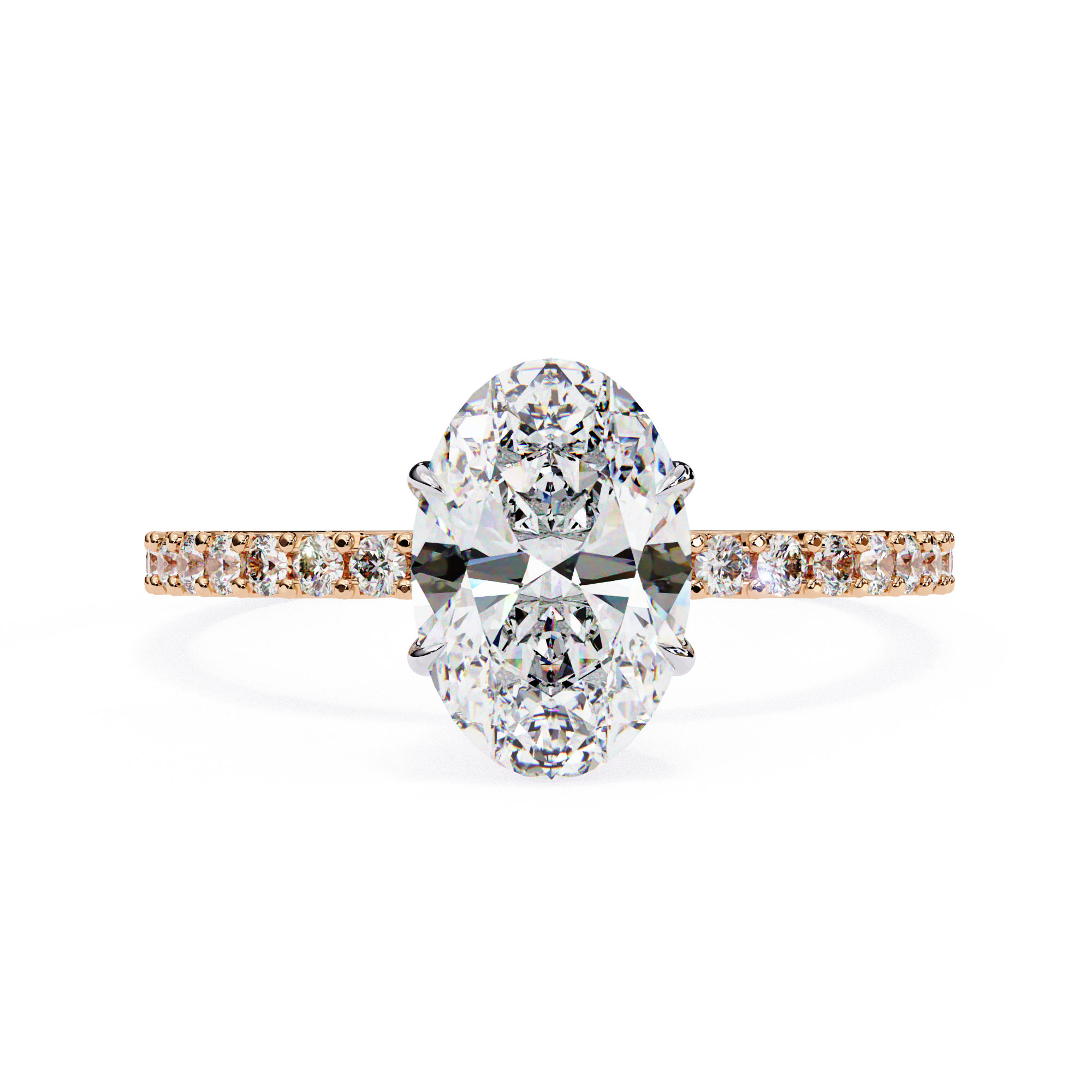 Exquisite Oval-Cut Diamond Engagement Ring with Pave Ring in Gold