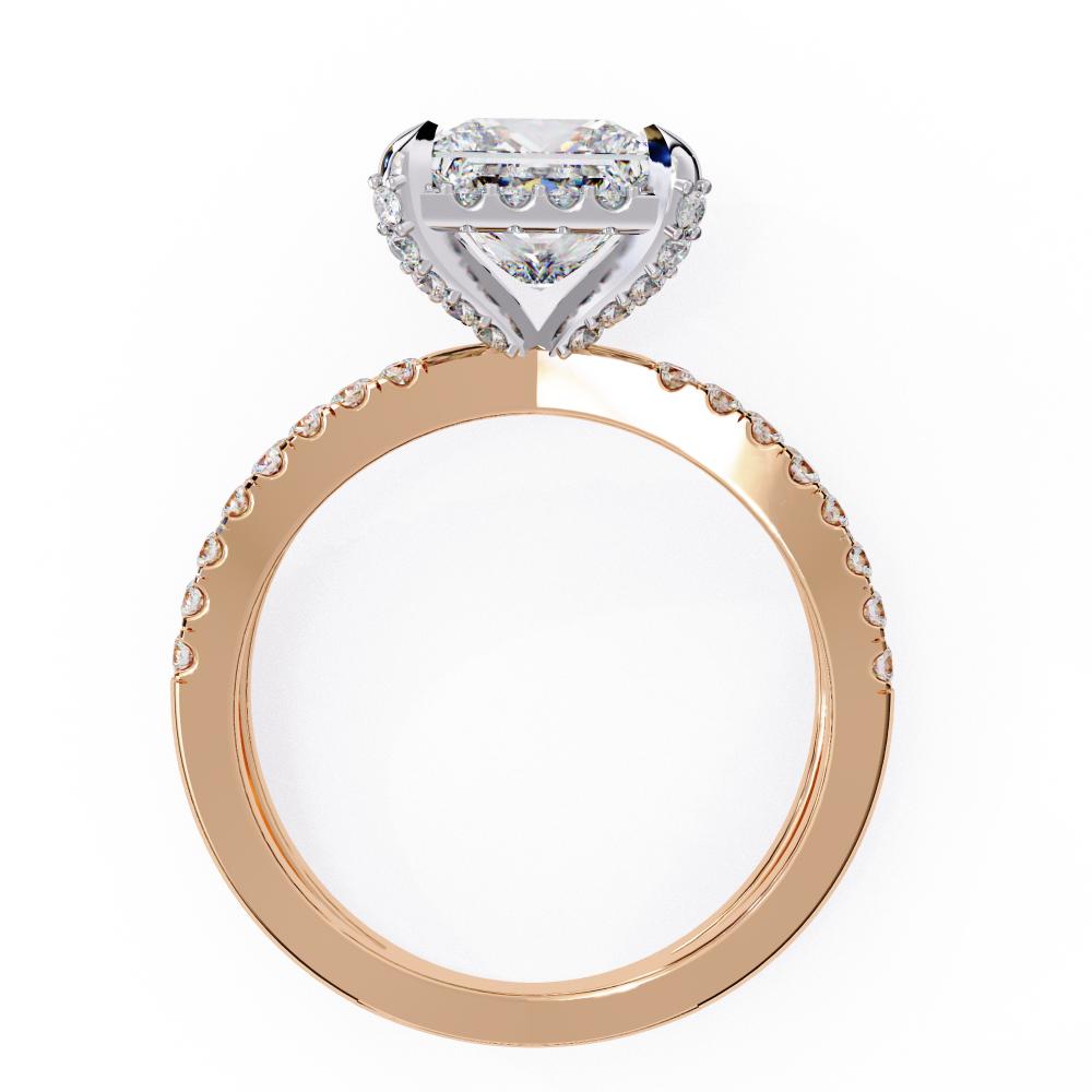 The Princess Halo Crossover Engagement Ring in Gold
