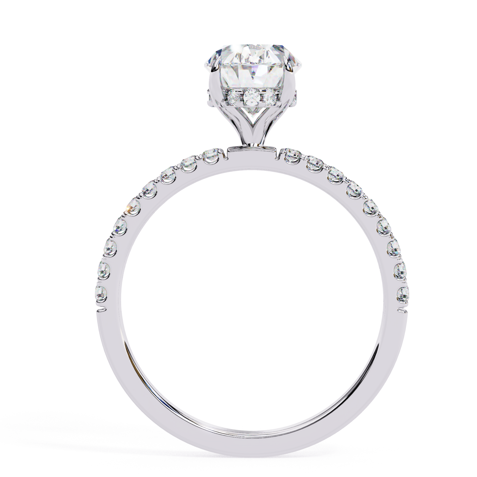 Elegant Oval Cut Diamond Ring with Pavé Band