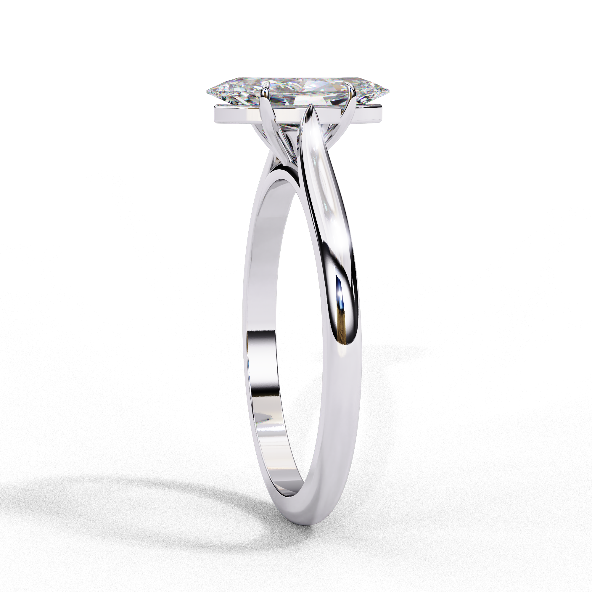 Gold Marquise Cut Diamond Solitaire Ring