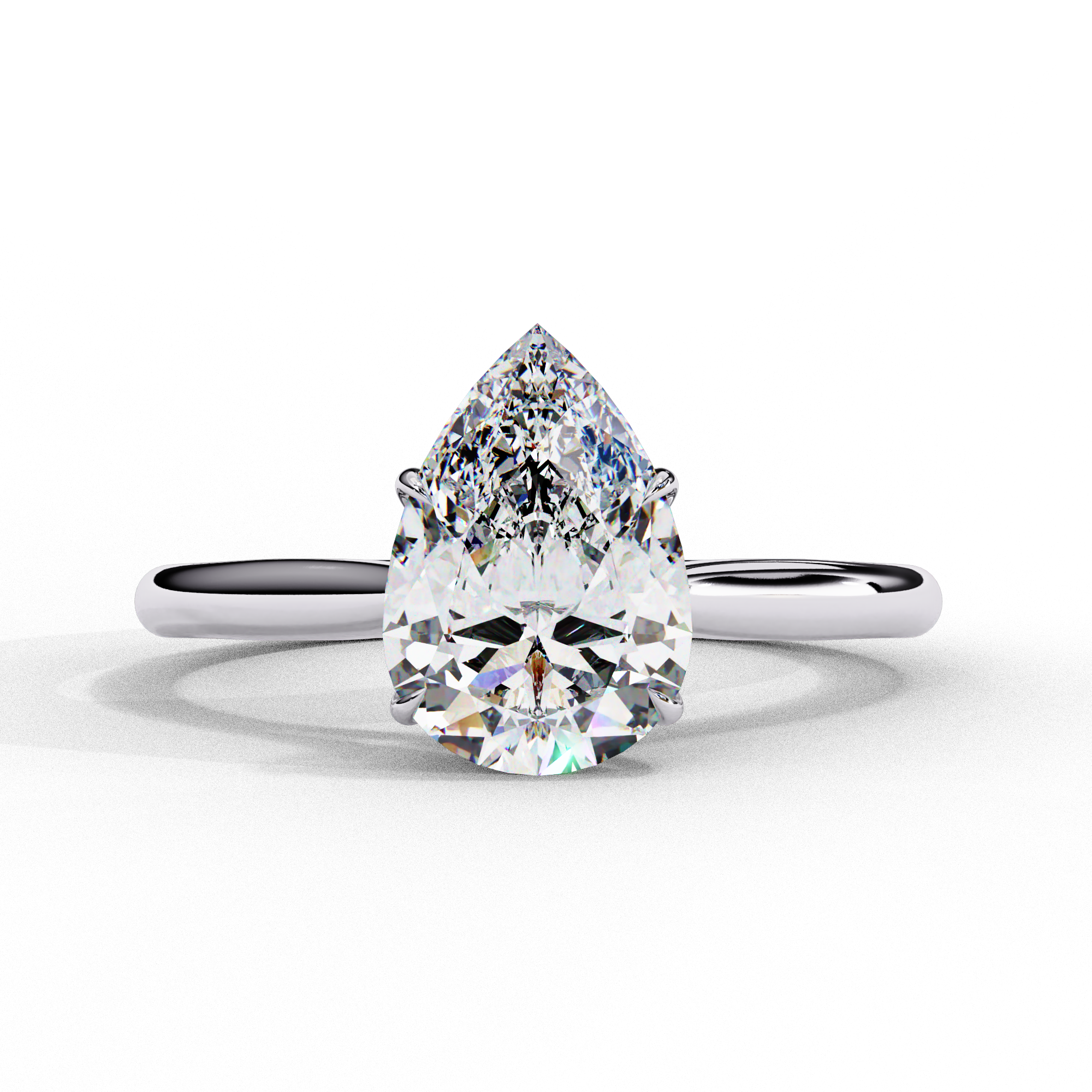 Gold Pear Cut Diamond Solitaire Ring