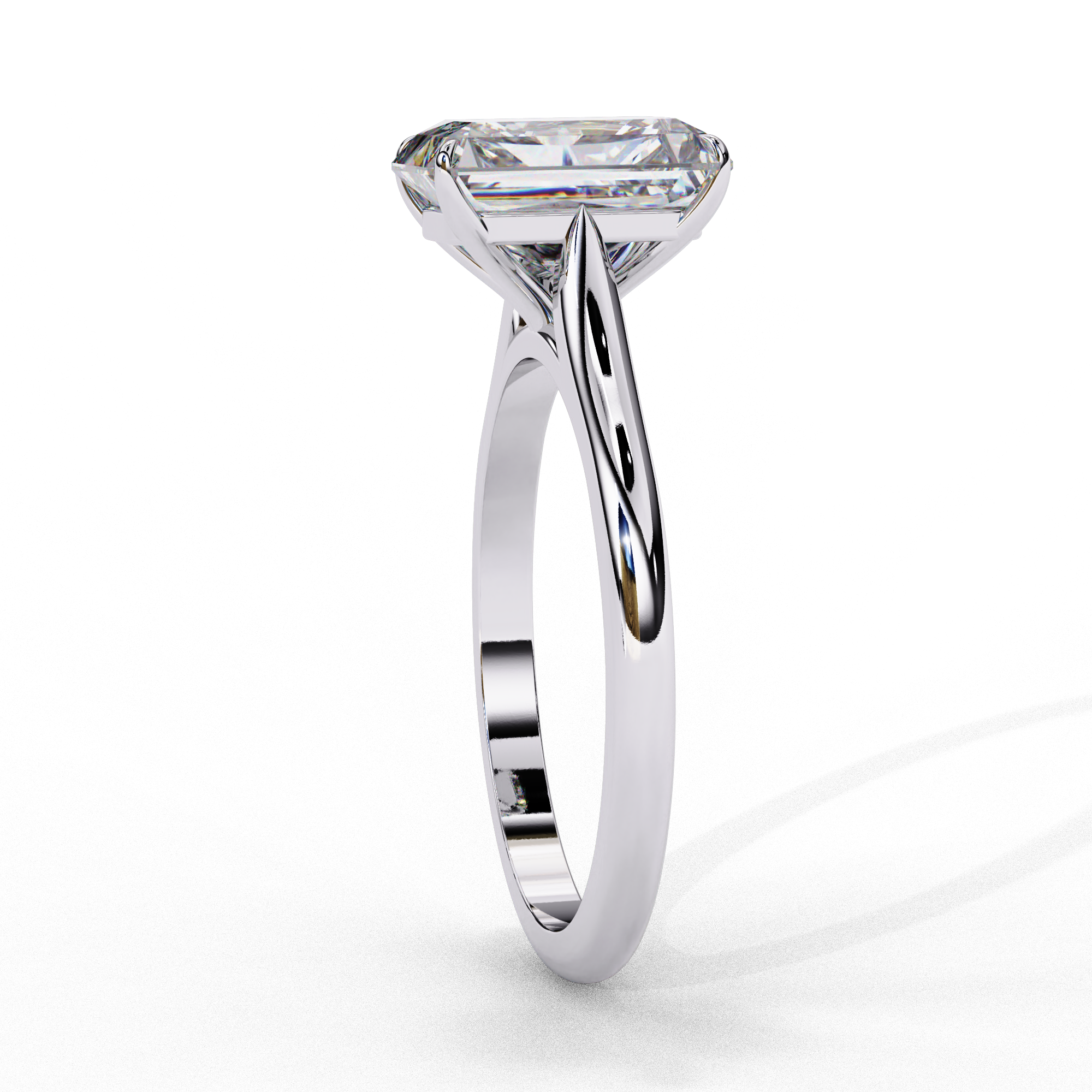 Gold Emerald Cut Diamond Solitaire Ring