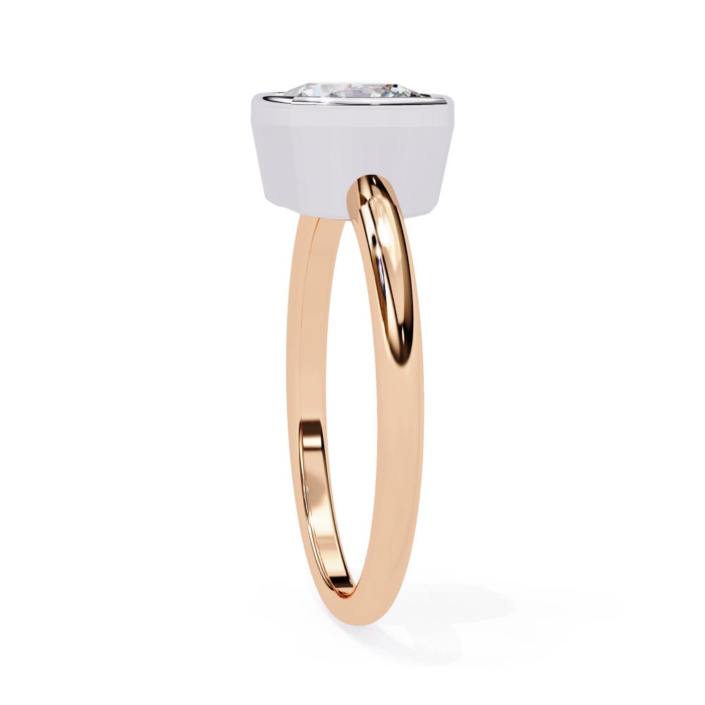 Bezel Floating Cushion Solitaire Engagement Ring in Gold