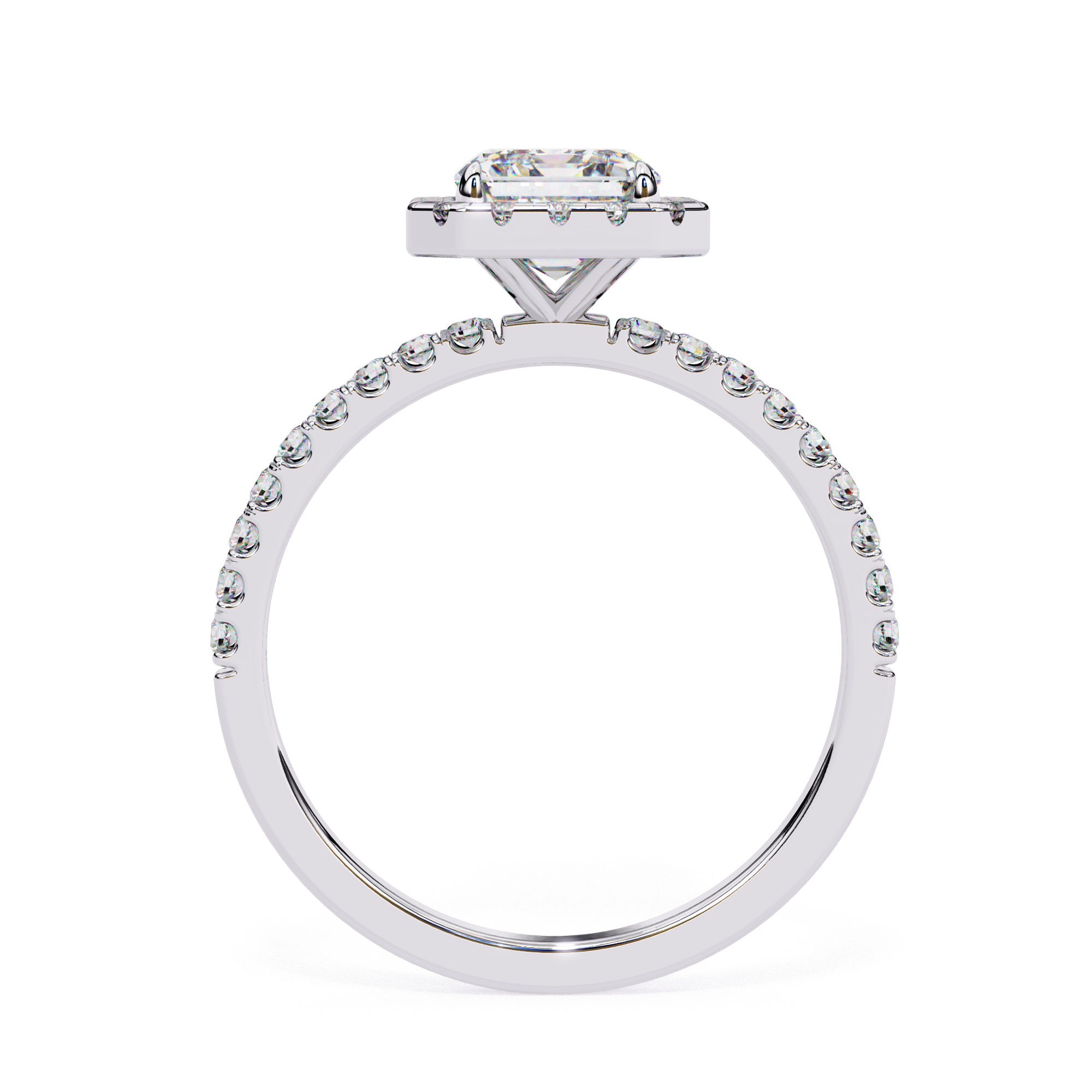 Gold Emerald Cut Diamond Halo Ring