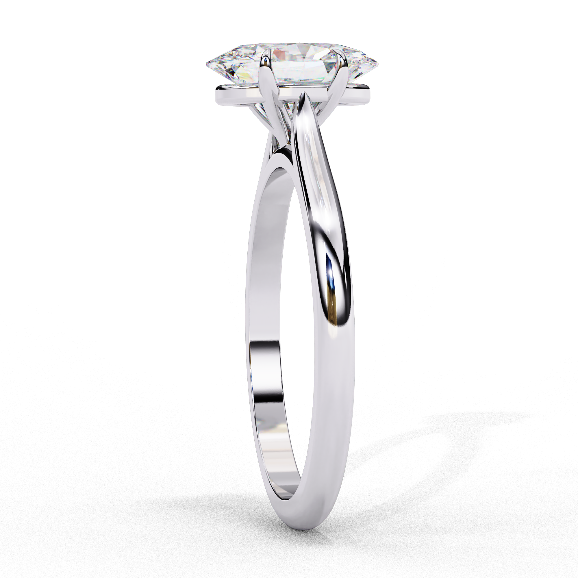 Gold Oval Cut Diamond Solitaire Ring