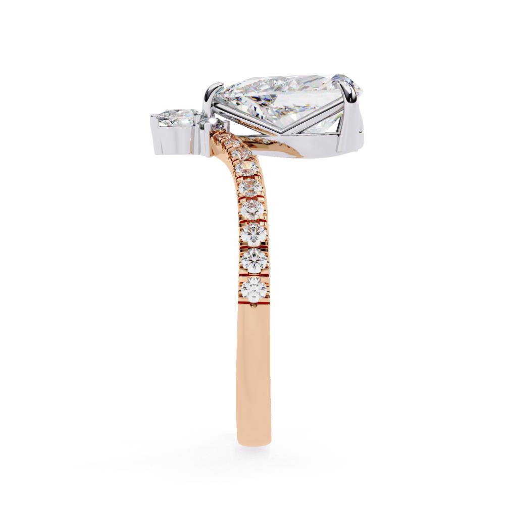 Pear Diamond Tiara Accent Pavé Engagement Ring in Gold