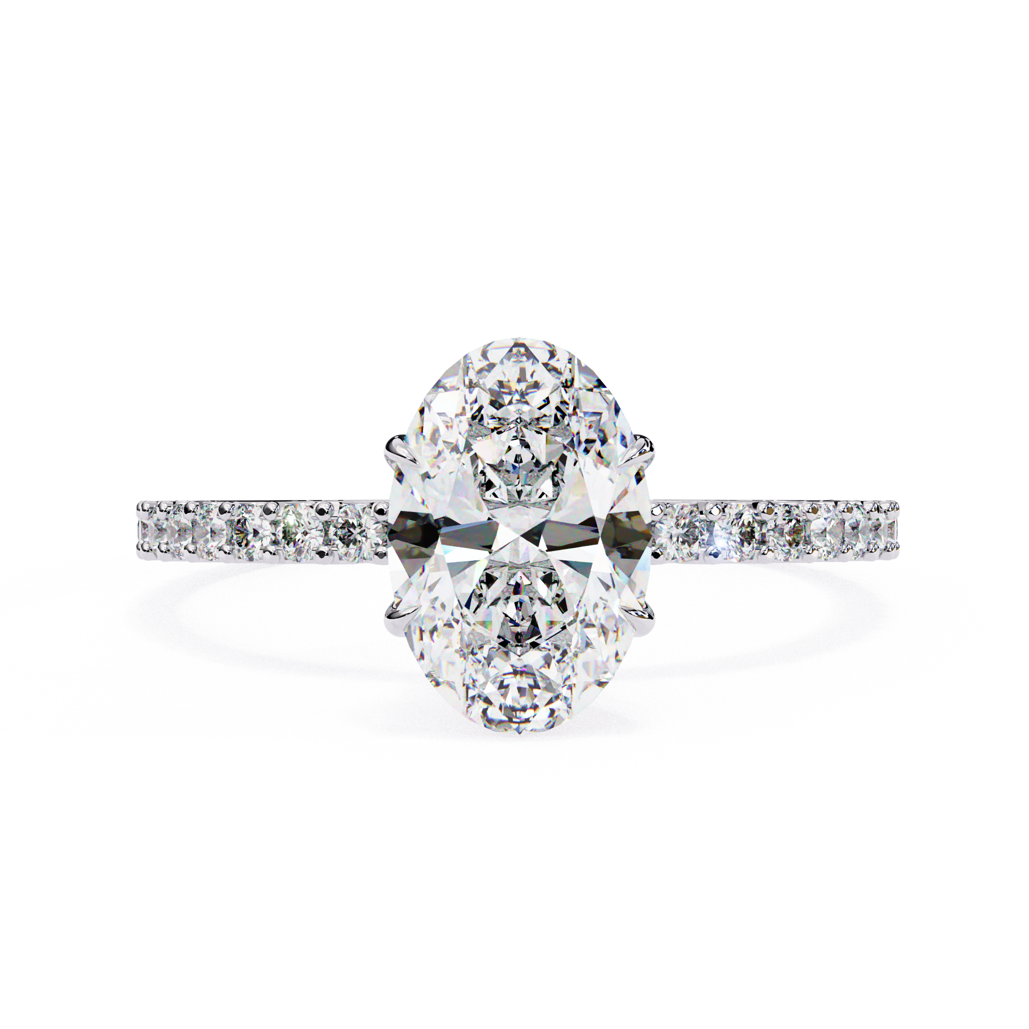 Exquisite Oval-Cut Diamond Engagement Ring with Pave Ring in Gold