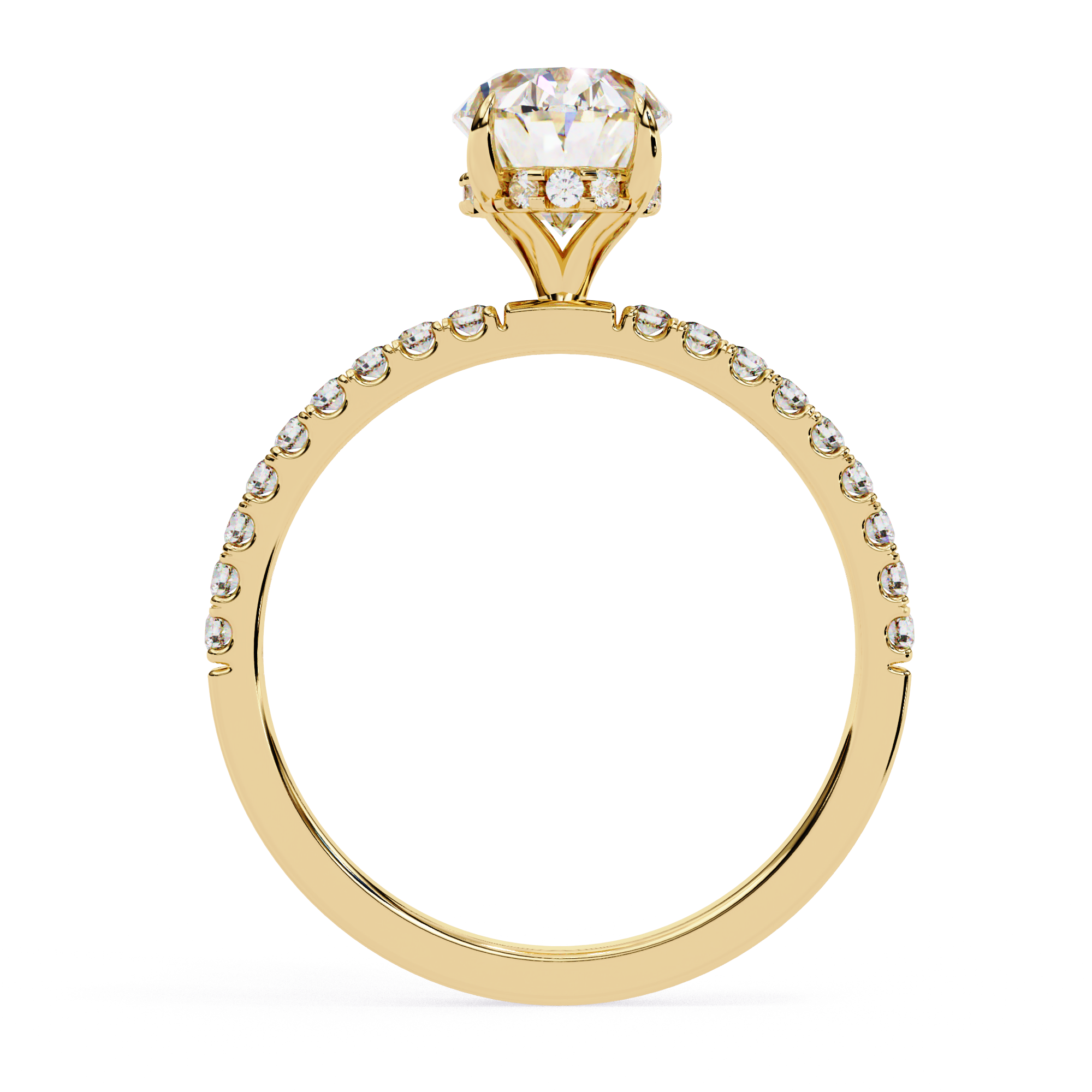 Elegant Oval Cut Diamond Ring with Pavé Band