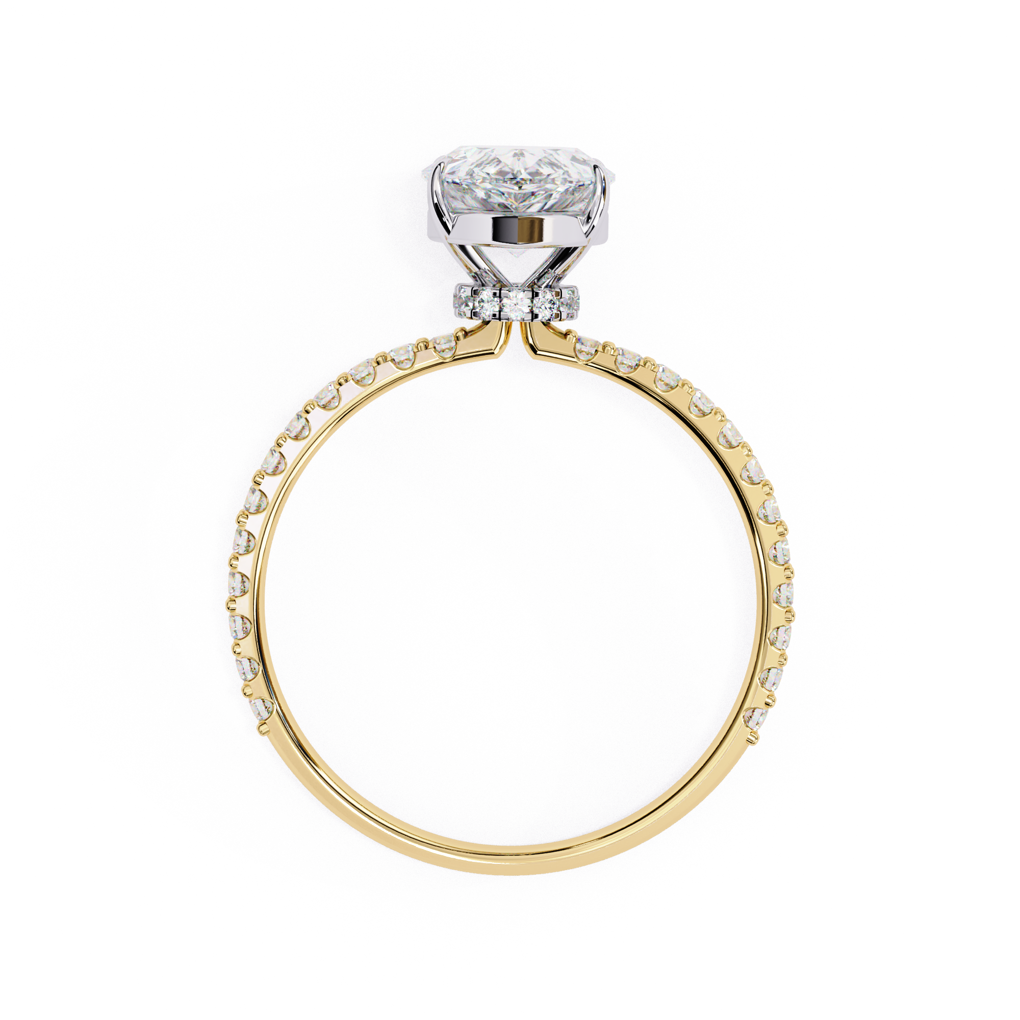 Exquisite Pear-Cut Diamond Engagement Ring with Pave Ring in Gold