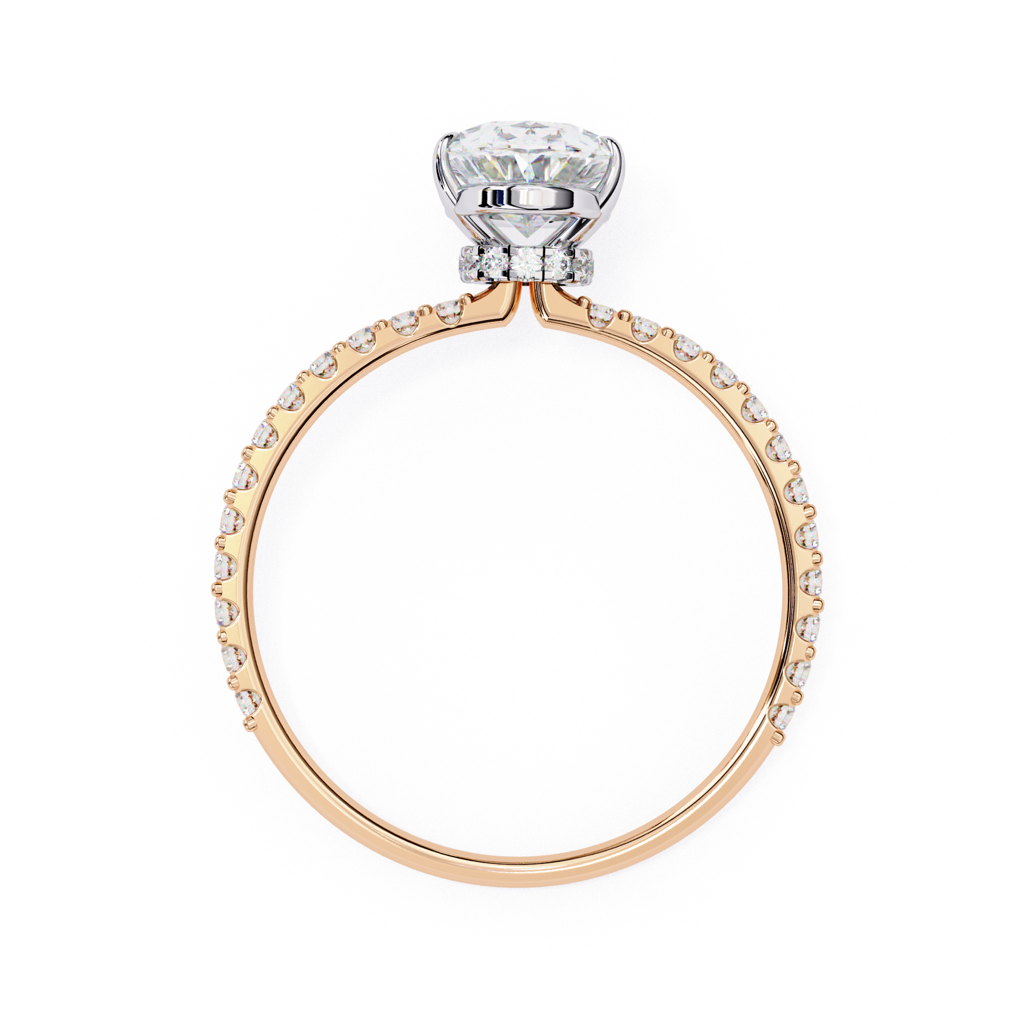 Exquisite Oval-Cut Diamond Engagement Ring with Pave Ring in Gold
